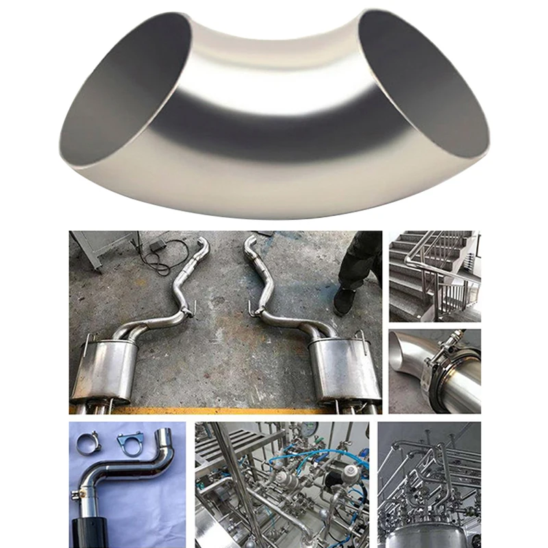 

1PC 51mm 60mm 63mm OD Sanitary Butt Weld 90 Degree Elbow Bend Pipe stainless steel Car Exhaust Pipe muffler welded pipe
