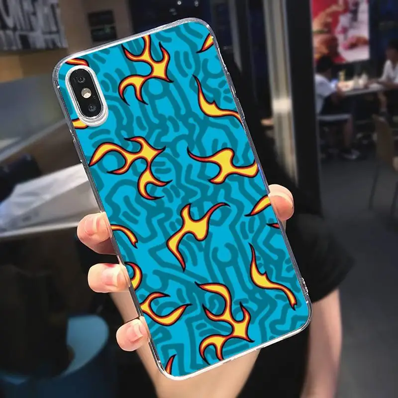 

Blue Flame Fire pattern Phone Case Transparent soft For iphone 5 5s 5c se 6 6s 7 8 11 12 plus mini x xs xr pro max