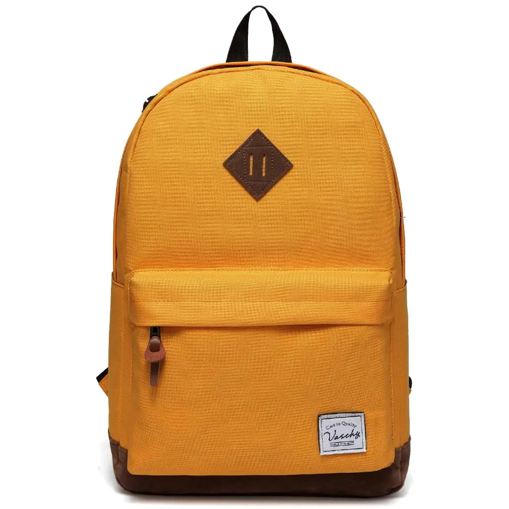 VASCHY School bag Unisex Classic Water Resistant Rucksack School Backpack 14Inch Laptop for Teenage Mochila Escolar