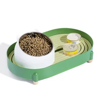 pet kitten single and double bowl water reservoir dog cat feeding tray with waterer pet supplies comedero gato triple