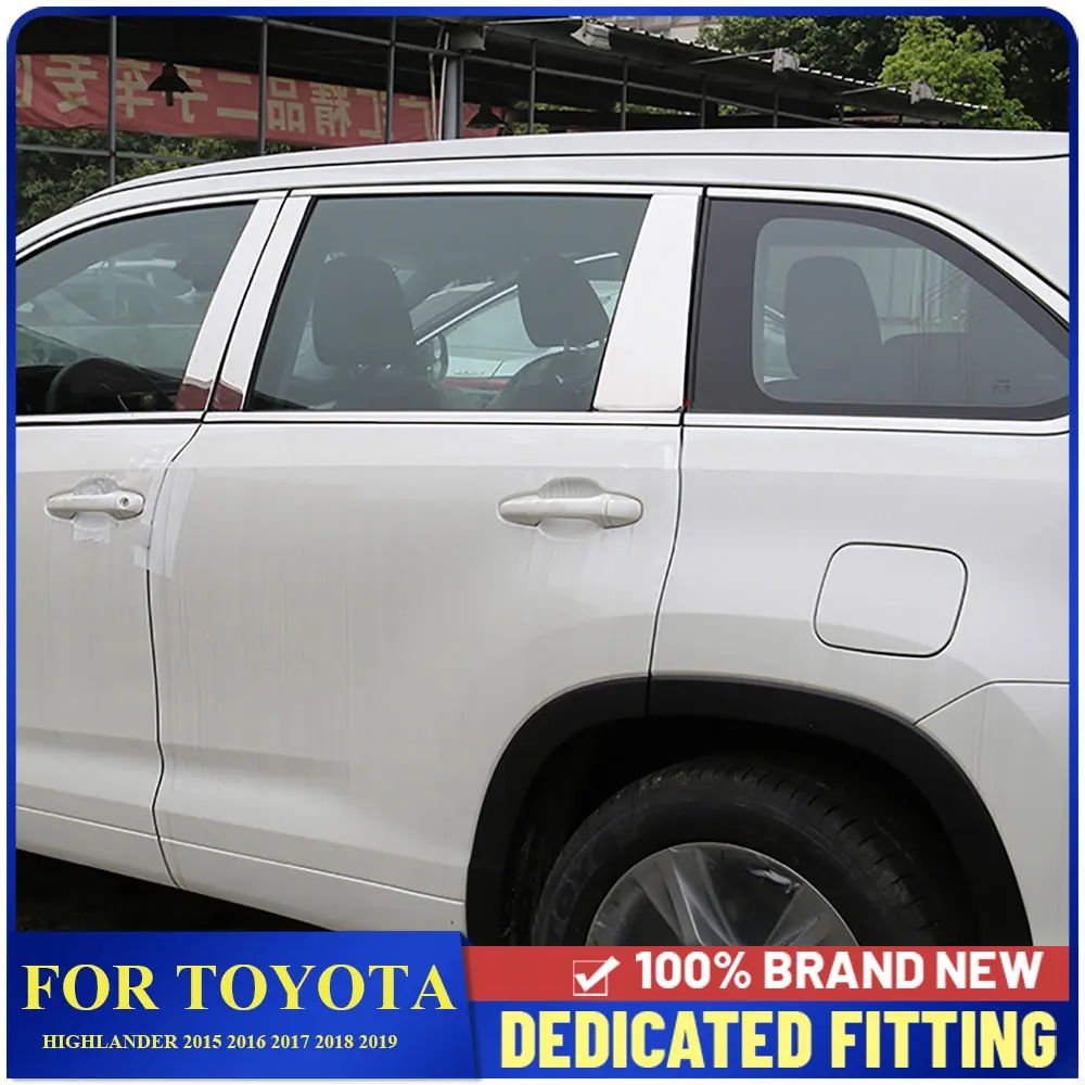 

Fit For Toyota Highlander 2015 2016 2017 2018 2019 Stainless Steel Center Pillars B+C Window Pillar Cover Trims Accessories