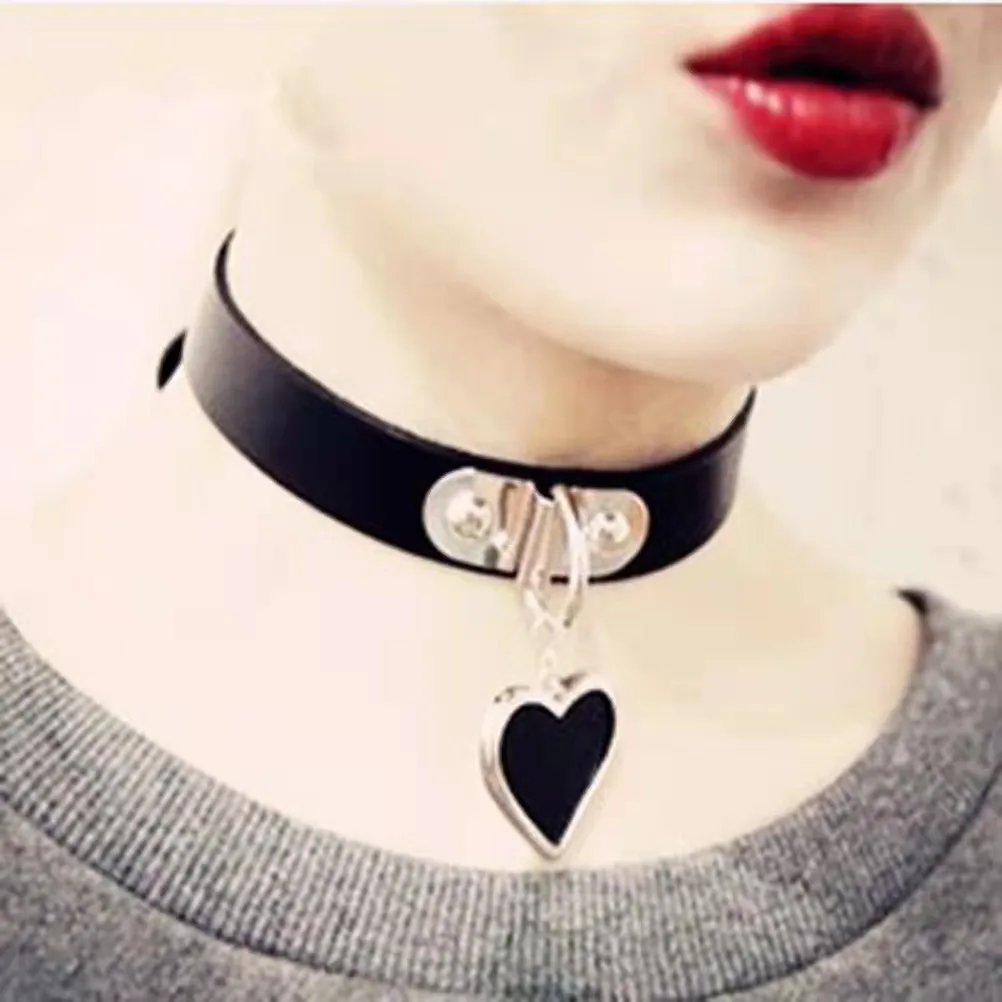 

1pc Sexy Woman Black Punk Choker Collar Necklace Pu Leather Goth Rivets Choker Necklace Pendientes Party Club Sexy Gothic Femme