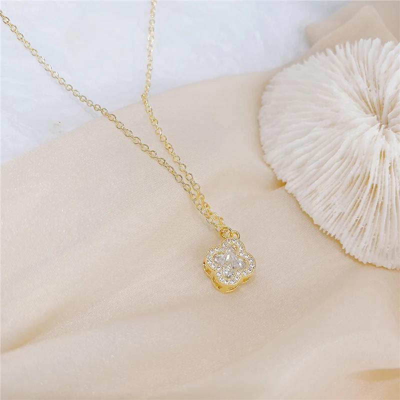 

14k Real Gold Colorful Rainbow Zircon Necklace for Lady Charm Creative Clavicle Temperament Colar Bijoux Pendant Jewelry Gift