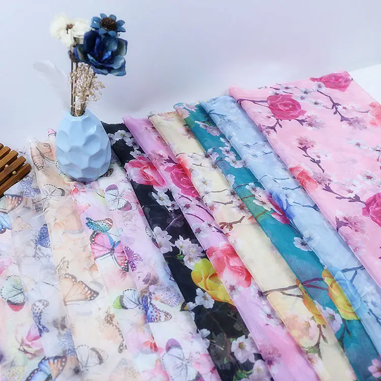 

100X150cm Printed Chiffon Fabrics for Sewing Ancient Hanfu Skirt Fabric Silk Scarf Costume Skirt Clothing Fabric Accessories