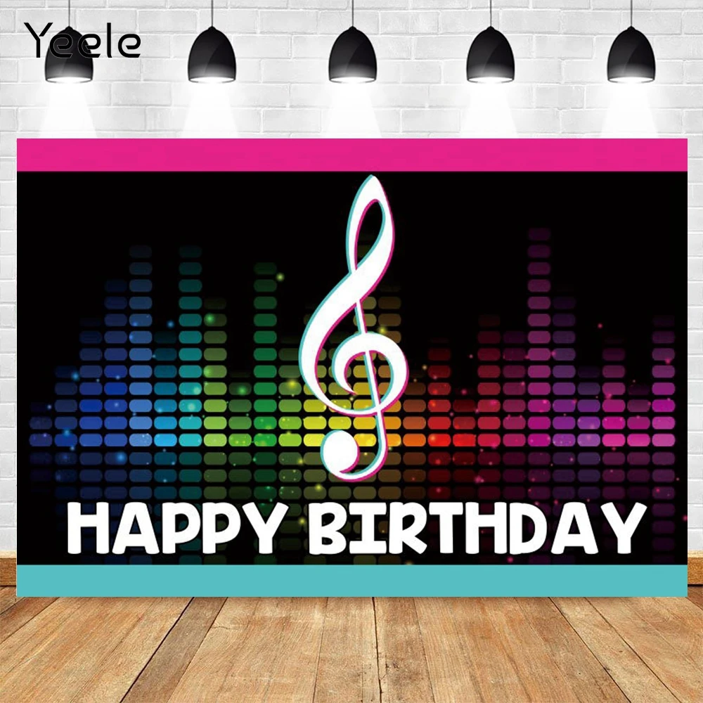 

Фон для фотосъемки Yeele с изображением музыкальных нот, вечеринки в честь Дня Рождения, яркие цветные фоны, реквизит для музыкального фестиваля, фотостудии