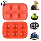 6 отверстий, полушарики, сфера, шоколад, силиконовая форма, круглая полусфера, торт, силиконовые формы для выпечки, десерт, сделай сам, желе, купол, мусс