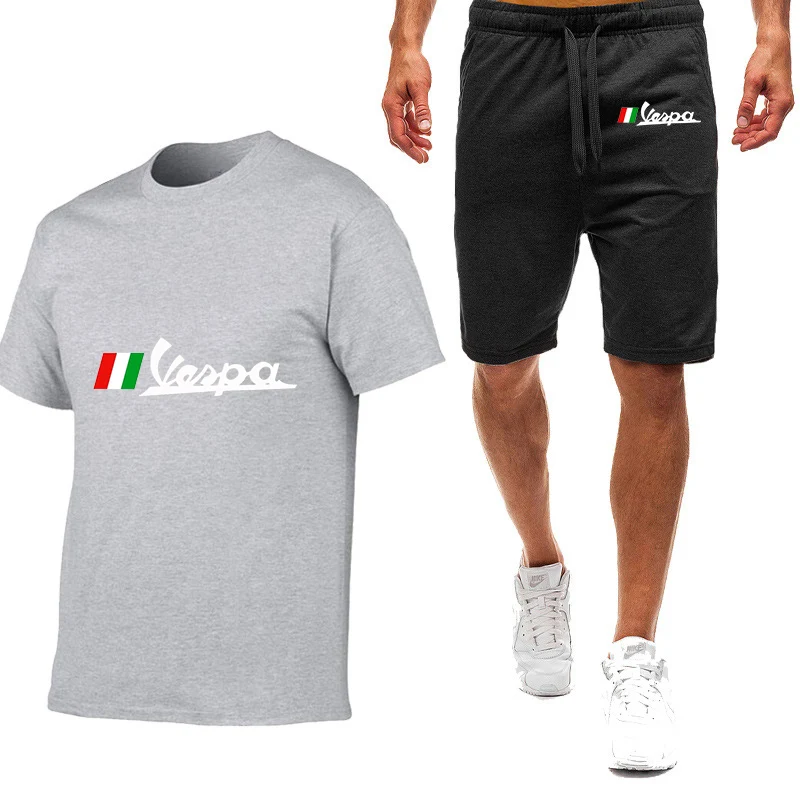 

2-piece suit basketball Men's T-shirt Vespa Printing shorts summer short-sleeved suit sportswear sports pants running singlet