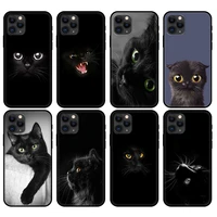 black tpu case for iphone 5 5s se 6 6s 7 8 plus x 10 xr xs 11 12 13 mini pro max case silicone cover black cat staring eye on