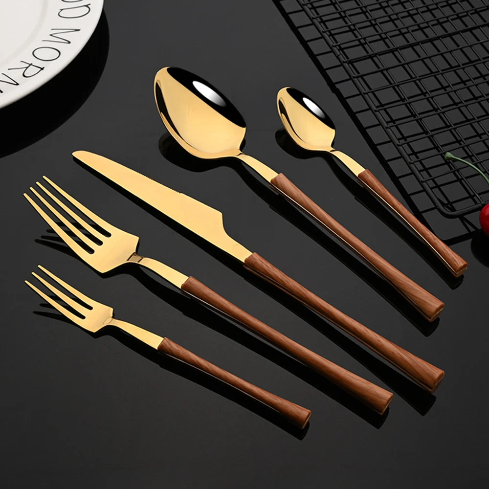 

Gold Flatware Set Stainless Steel Tableware Set Knife Tea Fork Spoon Dinnerware Set Silverware Cutlery Set Service for 4/6/8