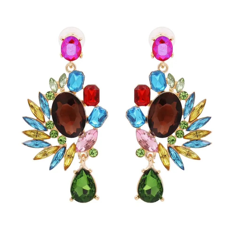 

European and American style long earrings flower earrings exaggerated geometric big earrings wholesale