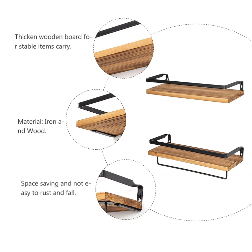 

Modern Wall Hanging Board Iron Art Shelf Pine Shelf Wall Mounted Storage Rack