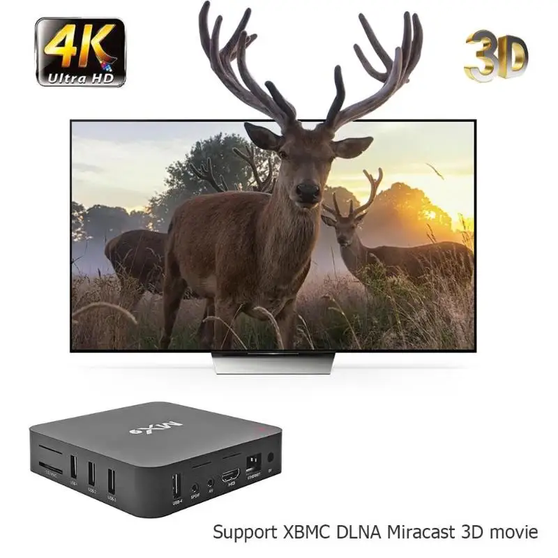 

MX9 4K Quad Core 1GB RAM 8GB ROM Android TV BOX HD HDMI compatible SD Slot WiFi Set Top Box Media Player support APP download