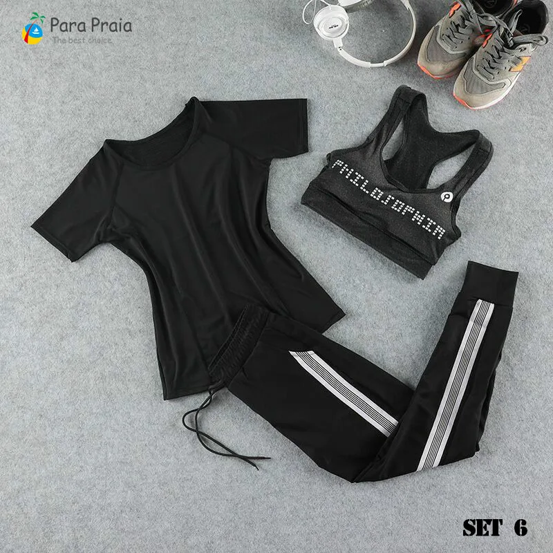Set 6 Комплект из трех предметов для йоги, спортивная одежда для женщин, спортивный бюстгальтер, костюм для бега, одежда для фитнеса, женские спортивные шорты, одежда для занятий спортом для спортивного зала - Цвет: Set 6