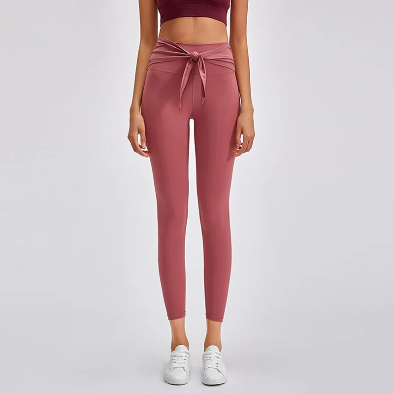 

New Waistband Personality Strap Sports Leggings Hips and Abdomen Stretch Aerial Yoga Fitness Pants Dropshipping