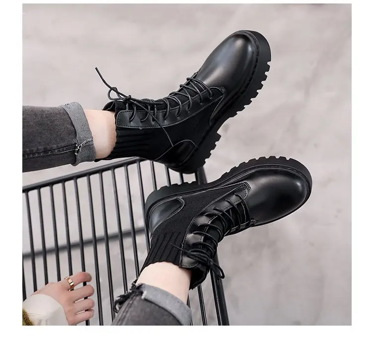 

Ankle Boots for Women 2021 Autumn Motorcycle Boots Thick Heel PlatfoAnkle Shoes Woman Slip on Round Toe Fashion Boots