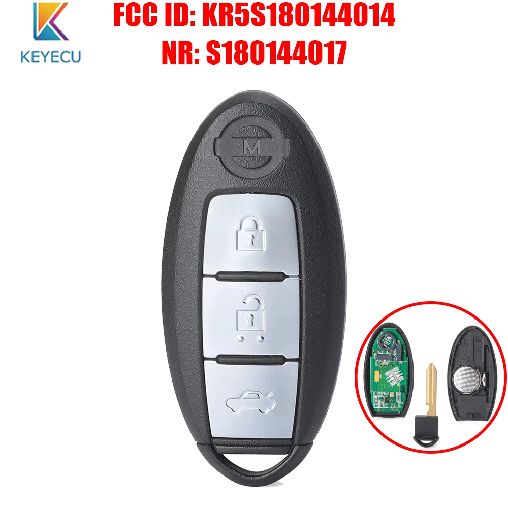 Смарт ключ KEYECU S180144017 для Nissan Teana 2013 2014 2015 2016 3 кнопки 433 92 МГц чип ID47 идентификатор