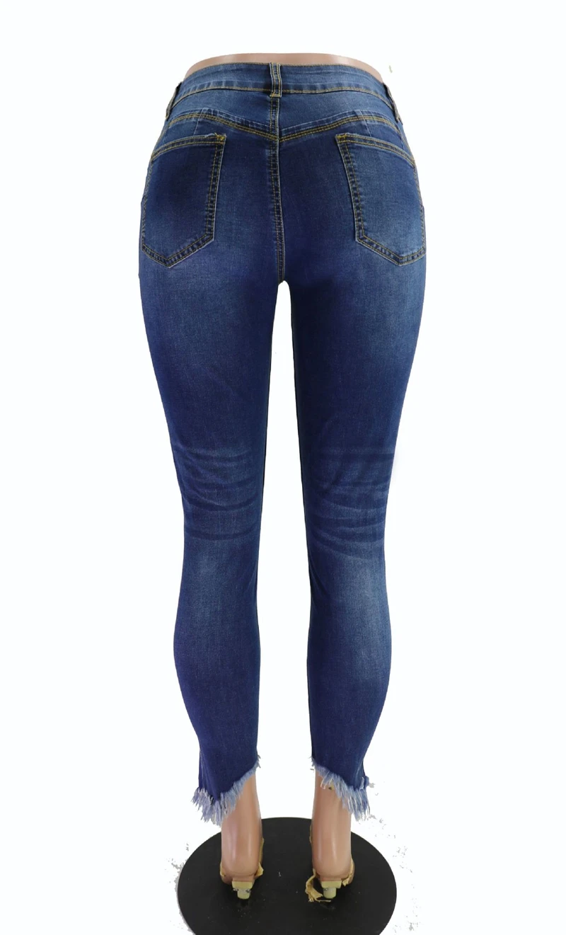 2020 сексуальные рваные джинсы с бахромой для женщин джинсовые брюки-карандаш