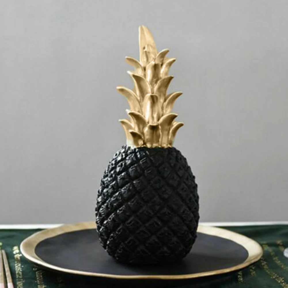 Скандинавские ананасовые миниатюрные фигурки из смолы золотые черные