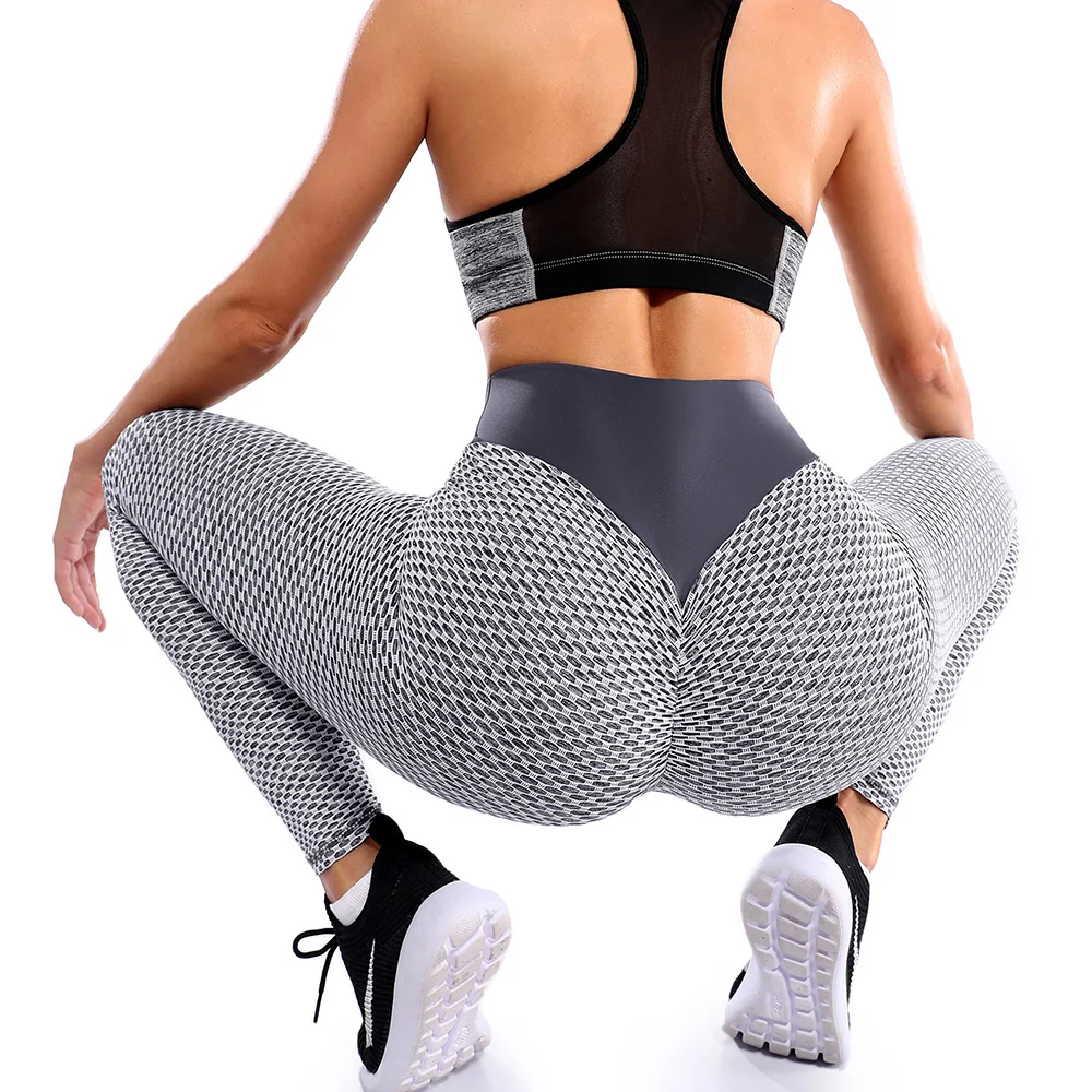 

Women's High Waist Sport Leggings Mesh Textured Ruched Butt Booty Lifting Stretchy Legging Tights Push Up Leggins Booty Tights