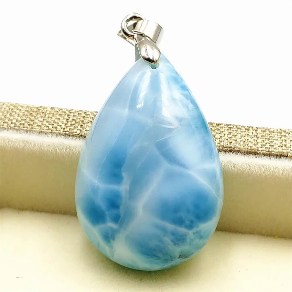 Высокое качество натуральный Синий Ларимар Подвеска из драгоценного камня 25x17x9mm