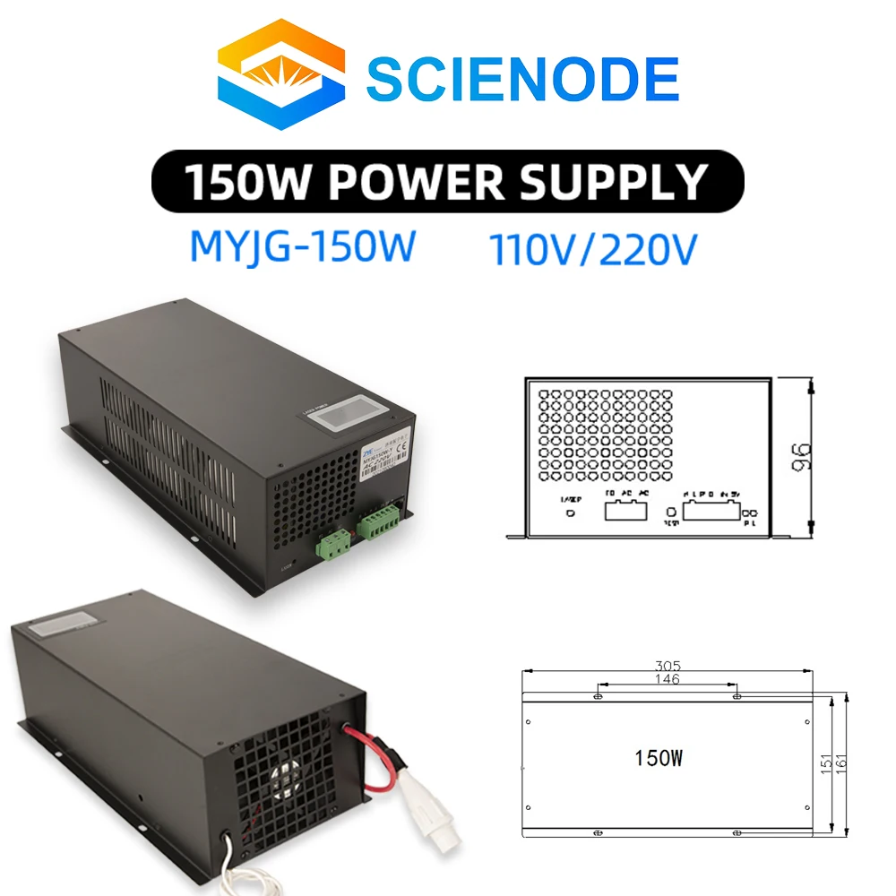 Scienode 130-150W CO2 Laser Power Supply for CO2 Laser Engraving Cutting Machine MYJG-150W Category Space Parts Accesories Kits enlarge