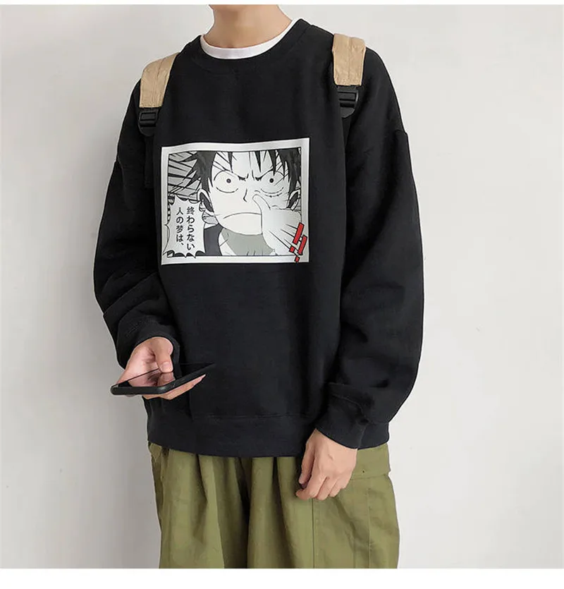 5XL длинный рукав Цельный толстовки Япония Harajuku толстовки Мода хип хоп Толстовка Уличная Повседневная Осенняя Толстовка смешные мужские