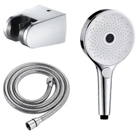 bathroom round abs hand shower with base and 1 5m stainless steel hose household hand shower set