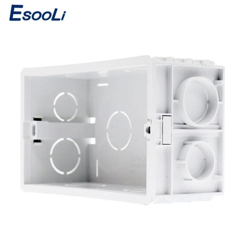 Mount Box Esooli Высококачественная Золотая пластиковая настенная мощность двойная розетка заземленная, 16А стандарт ЕС Электрический двойной выход 146 мм* 86 мм - Тип: Mount Box