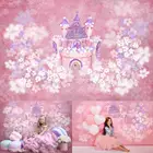 Фон для детских фотографий с изображением замка розового цвета для студийной фотосъемки принцессы на день рождения