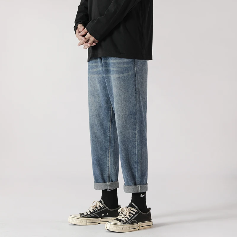 Summer Wide-leg Jeans Men's Fashion Retro Baggy Harajuku Jeans Men Streetwear Loose Hip-hop Straight-leg Denim Trousers Mens
