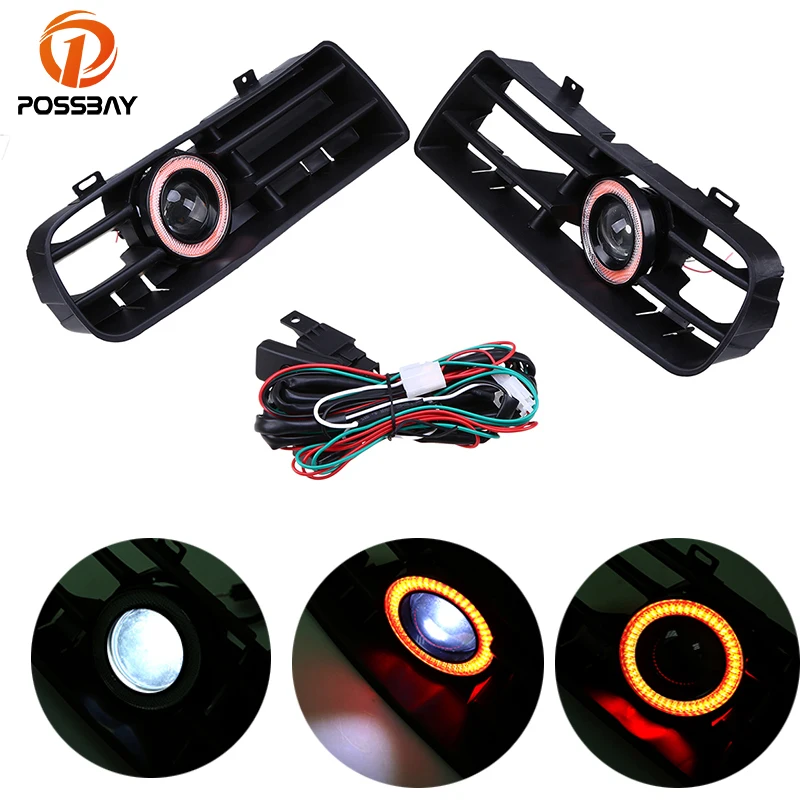 Противотуманные фары POSSBAY красные ангельские глазки передняя и нижняя решетки