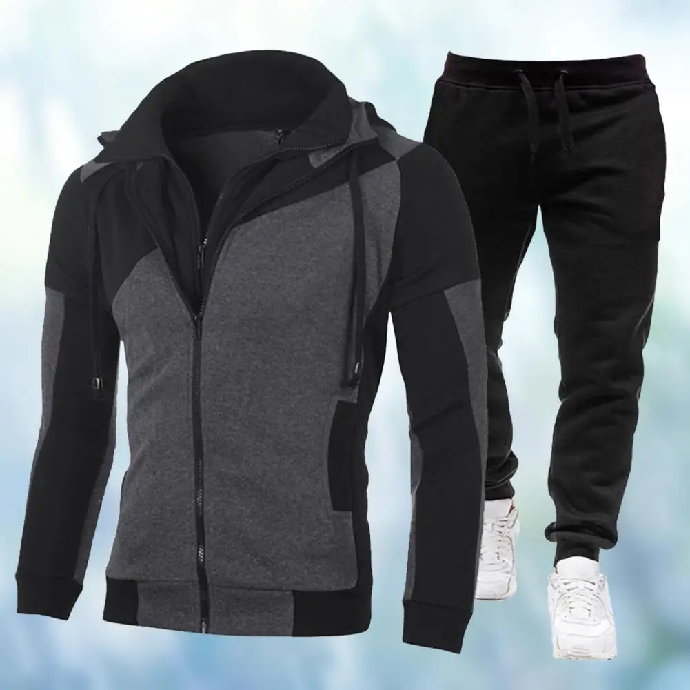 

2Pcs/Set Men's Tracksuit Autumn Winter men's sets Casual Long Sleeve Hoooded Top Drawstring Pants Mens Outfits ensembles homme
