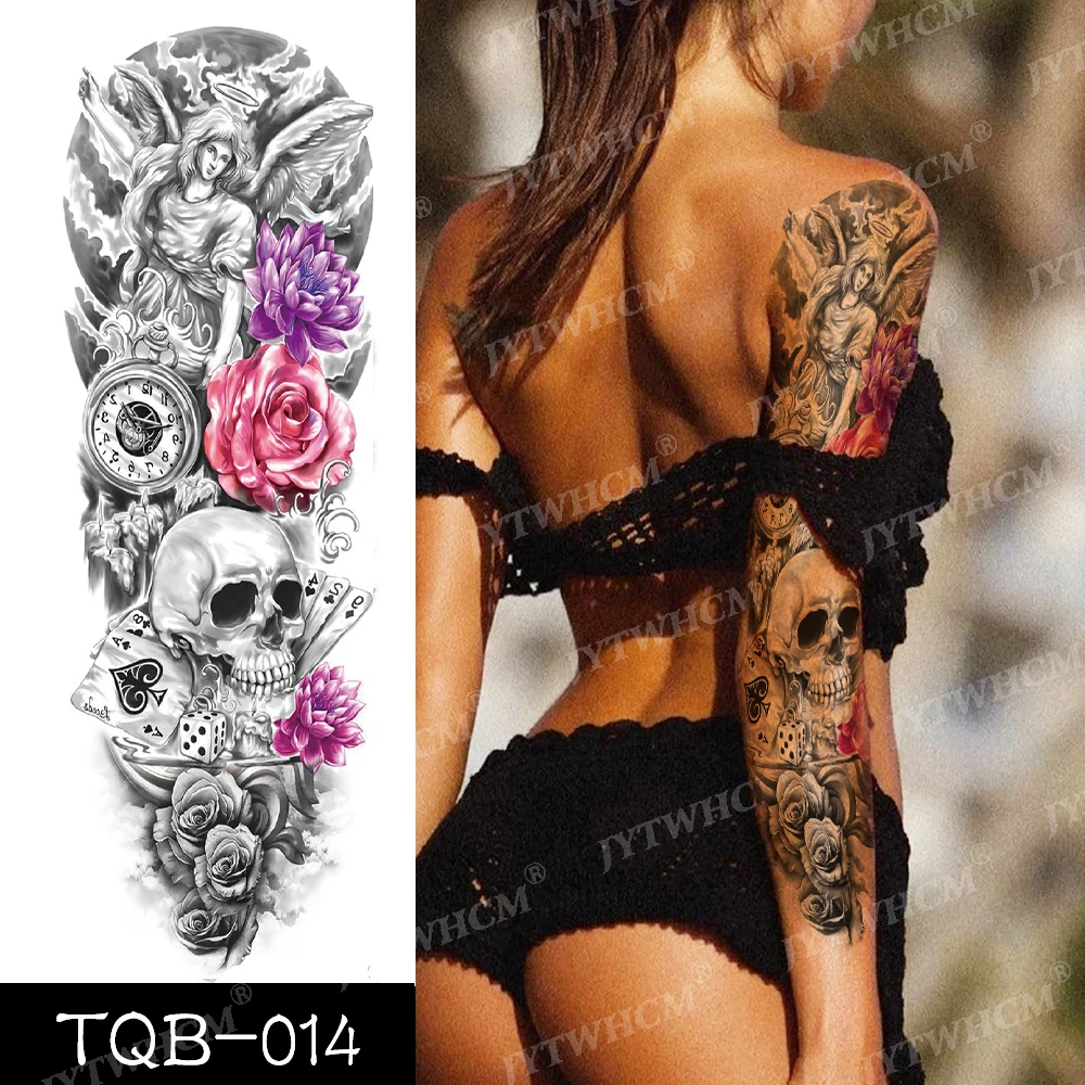 Тату наклейка с большими рукавами для мужчин и женщин временная водостойкая тату