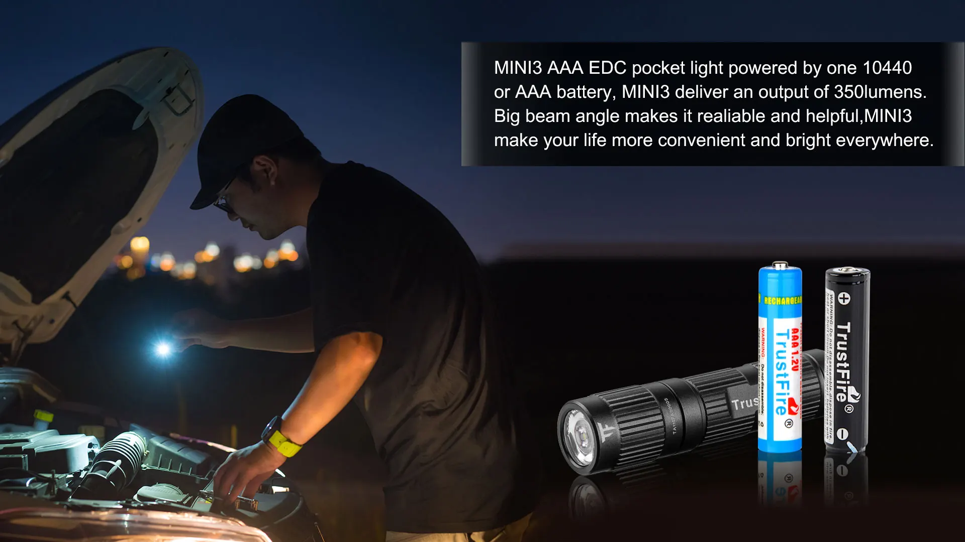 Trustfire Новинка MINI3 EDC карманный фонарик водонепроницаемый светодиодный фонарь использовать 10440/AAA батарея свет Открытый Кемпинг Туризм мини лампа