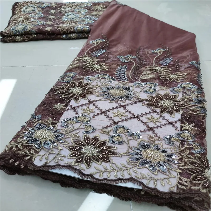 Новое поступление французское нигерийское Сетчатое кружево с бусинами вышивка в