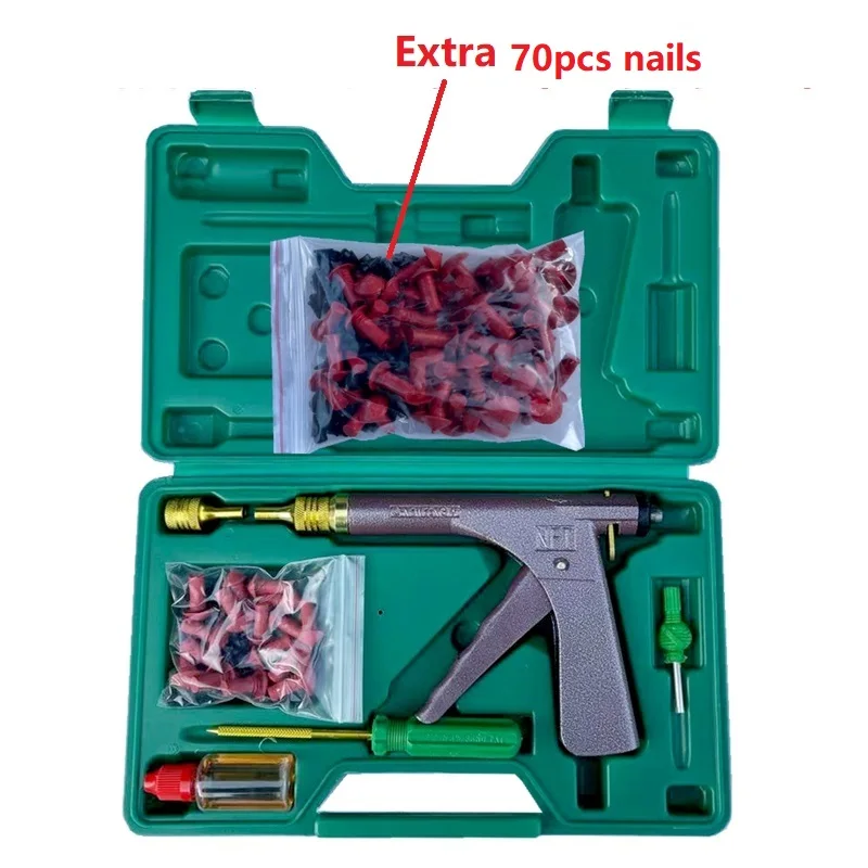 

Набор для ремонта бескамерных шин автомобиля, вакуумный пистолет для ремонта автомобильных шин, прокольная пробка, для гаража, мотоцикла, набор для утечки воздуха