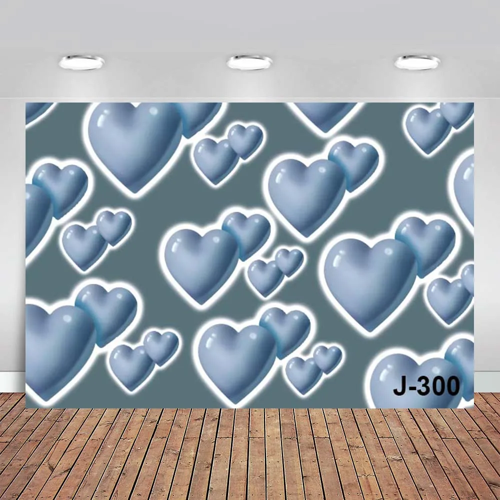 Blue Heart Background for Photography Early 2000s Women Birthday Baby Kids Portrait Backdrop Photo Studio Photozone Prop