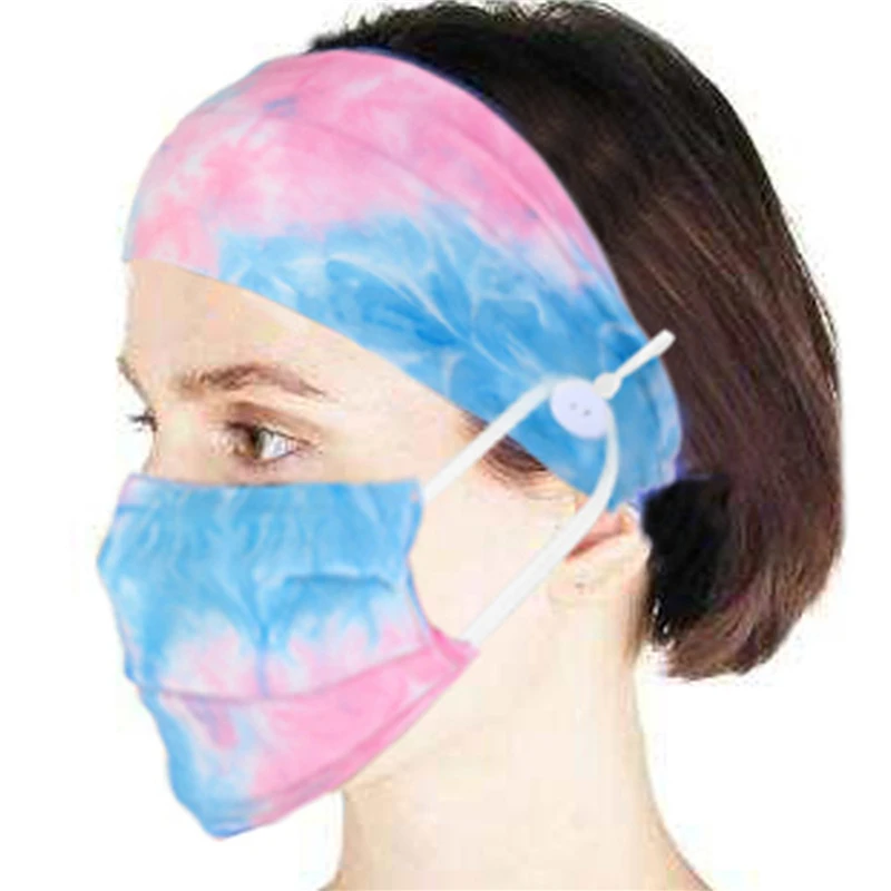 2 шт./компл. унисекс тай-дай повязка на голову пуговице с уход за кожей лица маска