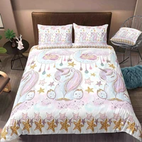 free dropshipping bedding sets duvet cover 1 pillowcase single unicorn childrens bedding cartoon animation beige star