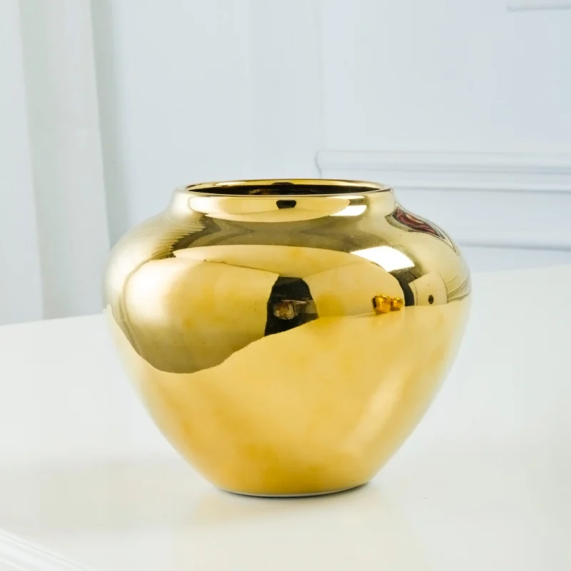 Серебряная декоративная керамическая ваза с золотым покрытием для дома гостиной