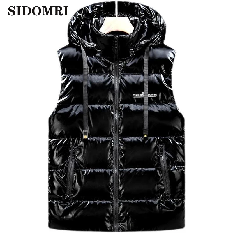 Fashion Women Winter Vests Hooded 2021 New Short Bright Color Vest Cotton Padded Jacket Sleeveless male Winter Waistcoat Vest