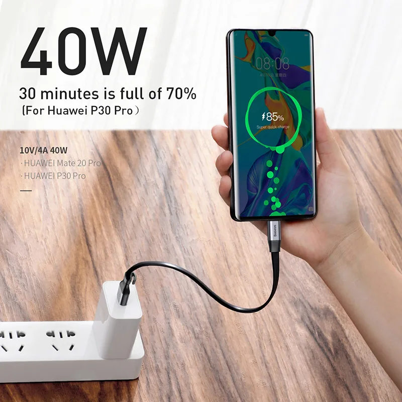 USB Type C кабель 5A для Huawei P30 P40 зарядное устройство быстрой зарядки подключения