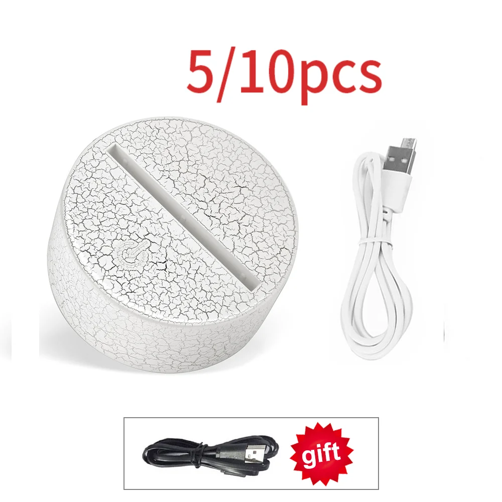 

Основа с USB-кабелем для 3D светодиодной лампы, 2/5/10 шт., сменный ночник, 7 цветов светильник Настольная основа, держатель украшения