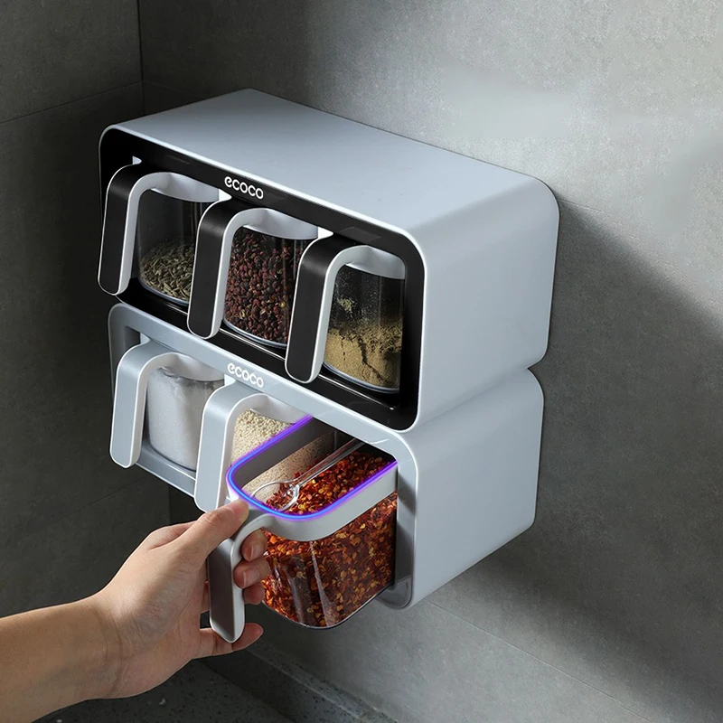 Настенный Органайзер ECOCO для специй шейкер сахарницы и соли кухонные