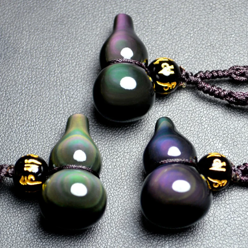 Натуральный Радуга обсидиановый глаз подвеска фэн-шуй ожерелье для мужчин