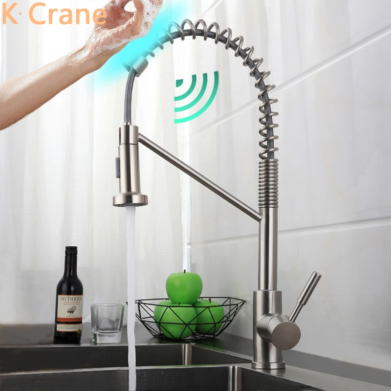 Сенсорный на активированный кран кухонный умный датчик выдвижной пружинный Grifo