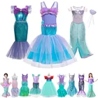 Детский костюм Русалочки для девочек, фэнтези для ролевых игр, костюм принцессы, для вечеринки на Хэллоуин, дня рождения