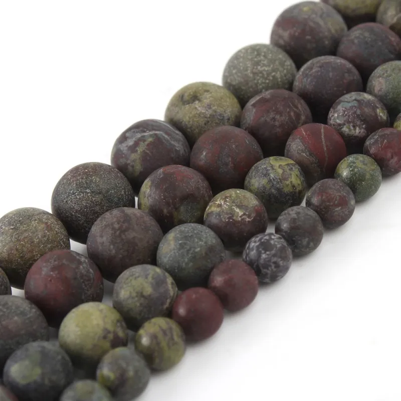 Dull Polish Matte Dragon Blood Stone Beads Round Loose Spacer for Jewelry Making DIY Charm Bracelet Necklace 15 inch | Украшения и