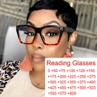 Модные квадратные дизайнерские очки для чтения для женщин анти синий светильник рецепта негабаритных очки при дальнозоркости, диоптрии + 1 + 6