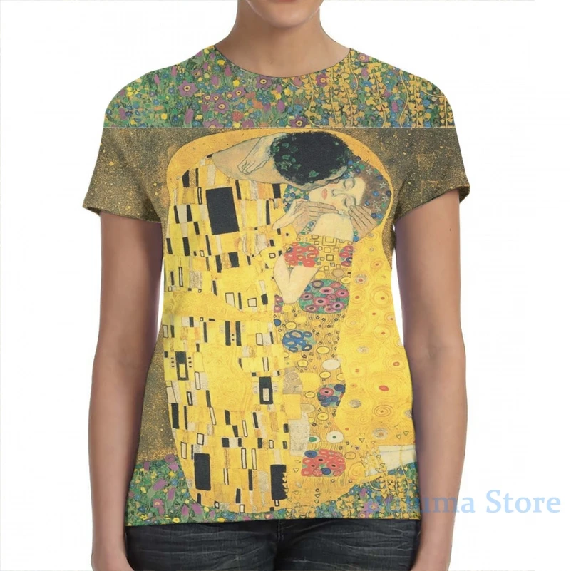 Мужская и женская футболка Gustav Klimt- The Kiss модная с принтом топы для мальчиков